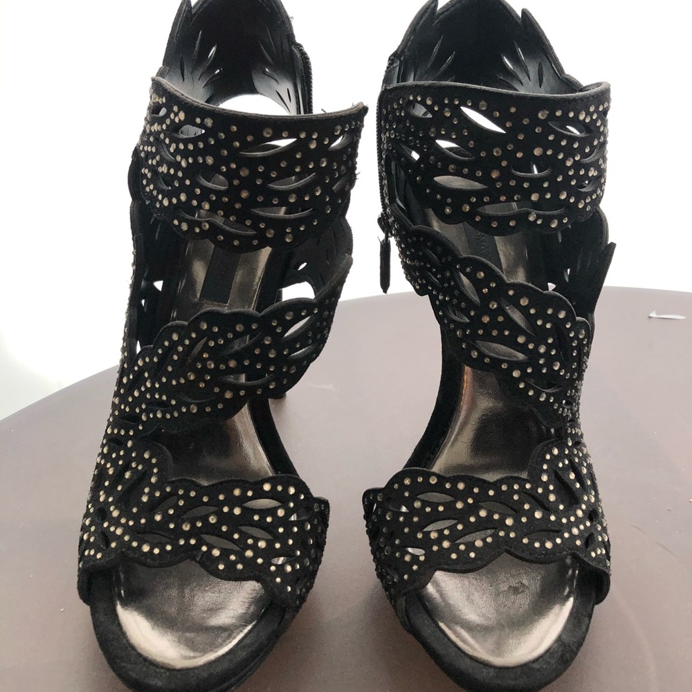 BCBG Max Azria black caged heels